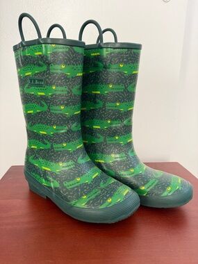 L.L. Bean Kids' Rain Boots - Dark Green Alligator Print